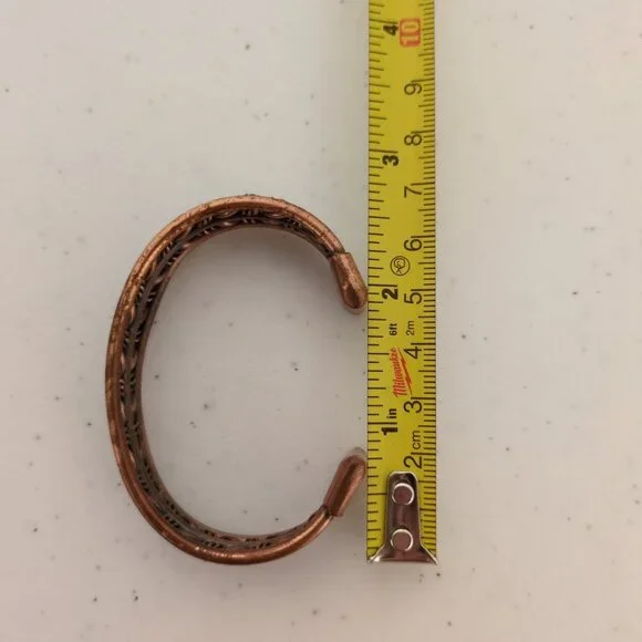 Copper Braided Cuff Bracelet Artisan Autumn Spiced Brown Metalwork Adjustable - Picture 8 of 9